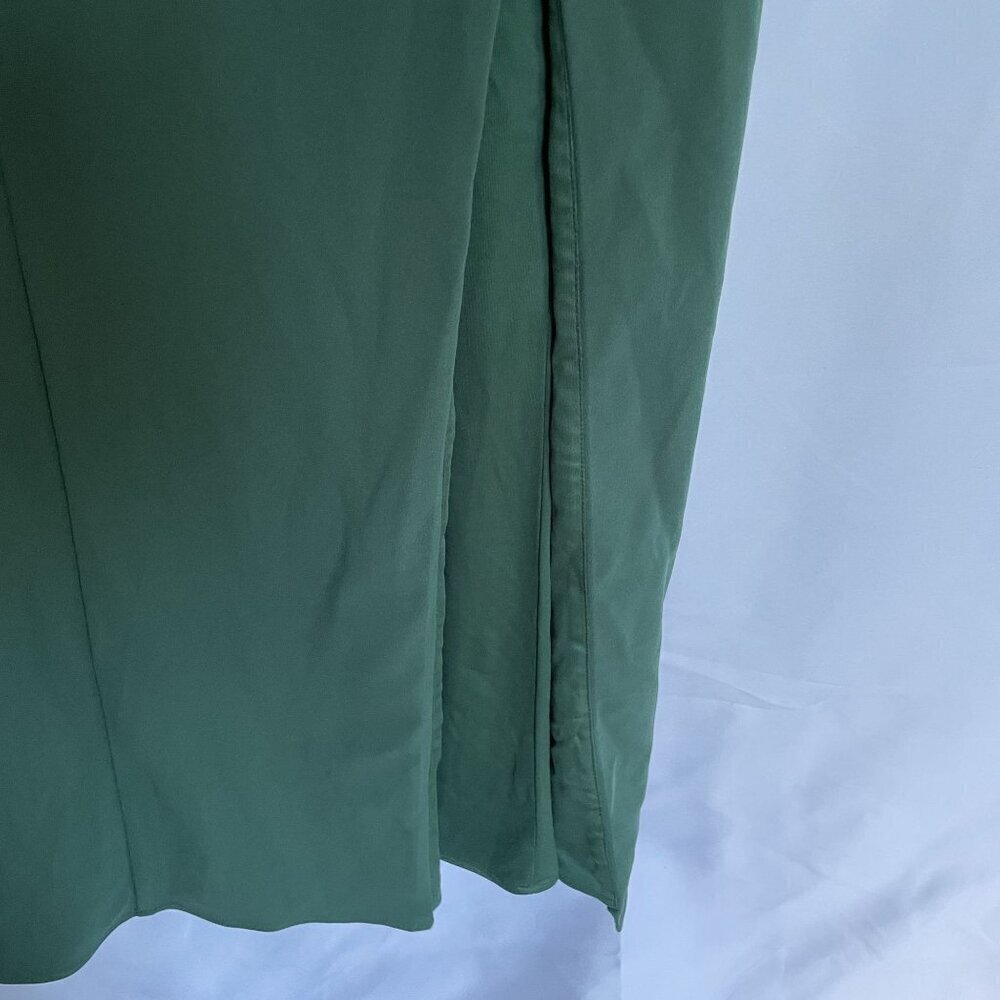 Azazie women's size A4 green maxi dress frilled sleeves bridesmaid slit formal - Picture 3 of 7